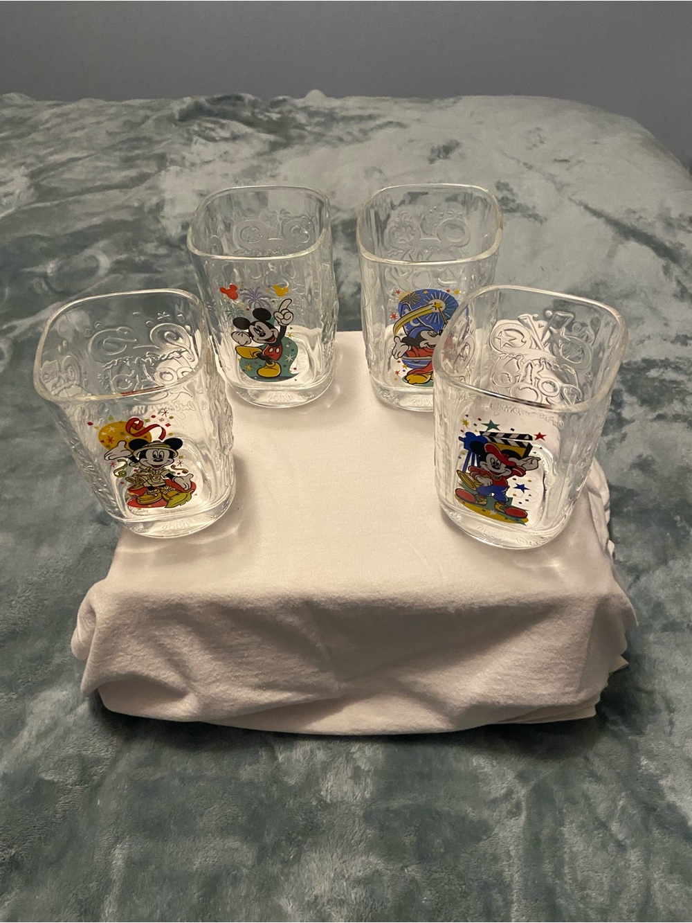 Disney Clear Glass Tumbler Set with Multicolor Mickey & Friends Prints - 4 Pack